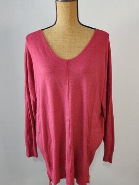 Dreamers by Debut ❤️ Deep Rose Oversized V-Neck Sweater M/L